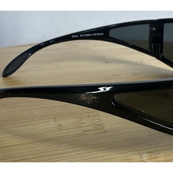 RARE Maui Jim Offshore MJ 444-02 Sunglasses 73-17-124 Gloss Black Wrap Japan - Picture 12 of 16